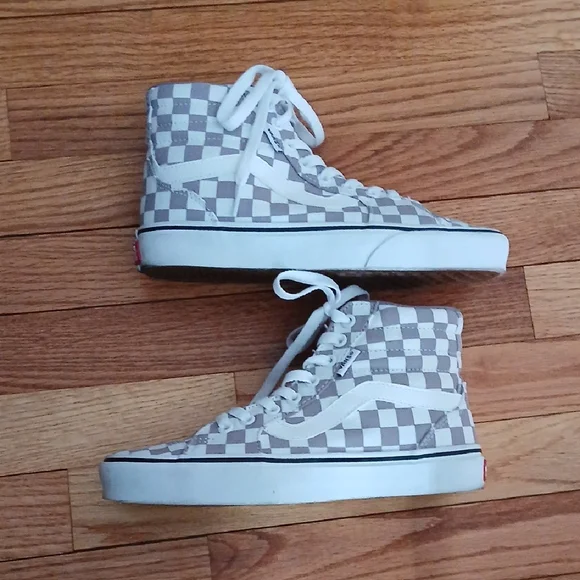 Vans Cherkerboard Pattern High Top Sneakers Dusty Lilac & White ■ Women's Size 7 - Picture 1 of 13